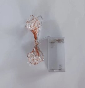 DECOLED LED svetelná reťaz snehová vločka na batérie, teplá biela, 20 LED diód, 2,3 m