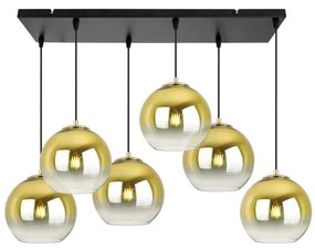 Závesné svietidlo Bergen Gold, 6x zlaté/transparentné sklenené tienidlo (fi 20cm)