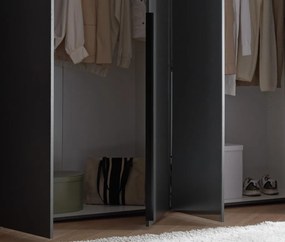 Šatníková skriňa so zrkadlami Kevo, 270 cm, grafitová