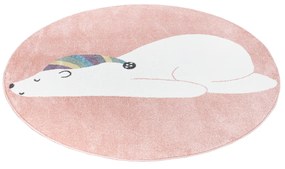 Dekorstudio ANIME ružový okrúhly detský koberec - medveď 921 Priemer koberca: 120cm