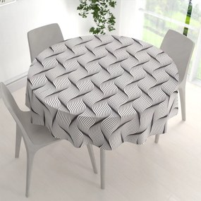 Biante Dekoračný okrúhly obrus PML-042 Čierno-biele vlnenie Ø 110 cm