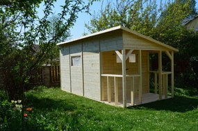 domceknazahradu.sk - Drevený domček KATALPA s terasou - Premium, farba natur, (2,7 × 5,2 m), RT_KATALPA2