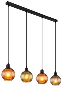 Globo 15638-4 - Luster na lanku ZUMBA 4xE27/25W/230V meď/zelená/modrá