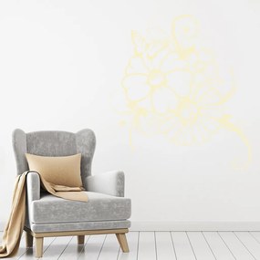 Veselá Stena Samolepka Kvety s motýlikmi Farba: béžová, Veľkosť: 60 x 55 cm
