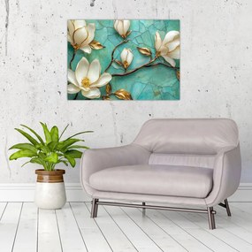 Sklenený obraz - 3D magnólia (70x50 cm)