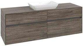 VILLEROY &amp; BOCH Collaro závesná skrinka pod umývadlo na dosku (umývadlo v strede), 4 zásuvky, 1600 x 500 x 548 mm, Stone Oak, C12000RK