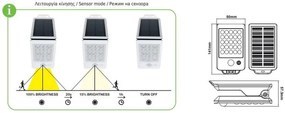 ACA Lighting LED solárne svietidlo ELISA so senzorom pohybu 2W/4000K/200Lm/IP65/Li-on 3,7V/1mAh, biele