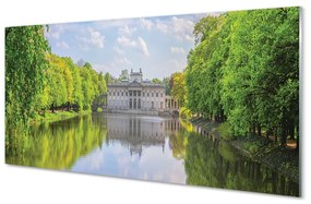 Obraz na akrylátovom skle Varšavský palác lesného jazera 140x70 cm