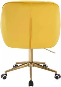 LuxuryForm DESIGN Stolička AVOLA VELUR na zlatej podstave s kolieskami - žltá