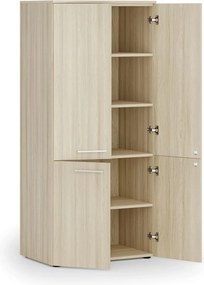 Kancelárska policová skriňa PRIMO WOOD, polené dvere, 800 x 500 x 1781 mm, dub prírodný