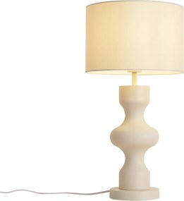 Retro stolná lampa béžová s látkovým tienidlom - Captain