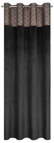 Čierny zamatový záves AGNES so zlatou orientálnou potlačou 140x250 cm