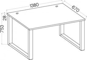 Písací stôl LUGANO 138 cm s kovovými nohami Farba: Dub artisan