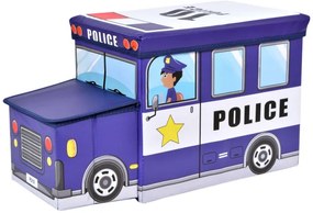 Taburetka v tvare policajného auta modrá