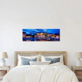 Obraz nočného mesta Hoi An, Vietnam (s hodinami) (90x30 cm)