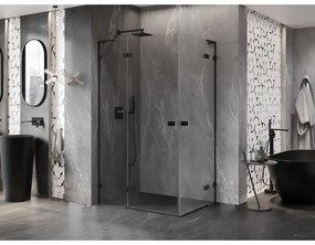 Mexen Lunar, L Duo výklopný sprchový kút 120 x 85 cm, 8mm číre sklo, čierny profil, 834L-120L-085P-70-00