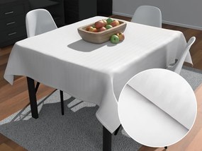 Biante Damaškový štvorcový obrus Atlas Grádl DM-015 Biely - pásiky 8 mm 90x90 cm