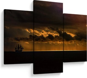 Obraz plachetnice pri západe slnka (90x60 cm)