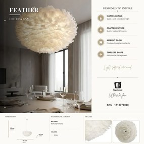 Závesný luster Feathry 60 cm biely