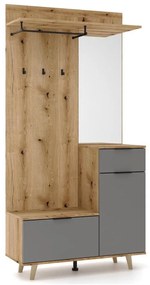 Predsieňová stena so zrkadlom SVEN hnedá/grafit