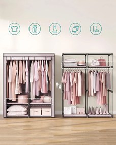 Textilní šatní skříň Malas 140 cm světle růžová