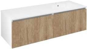 Sapho Sapho, LOREA skrinka s umývadlom 141x46x51,5cm (70+70cm), pravá, dub alabama/biela matná, LE070-2231-R-05