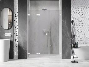Mexen Lunar-F, L skladacie ľavé sprchové dvere 145 cm, 8mm číre sklo, biely profil, 836SL-145-050-20-00-L