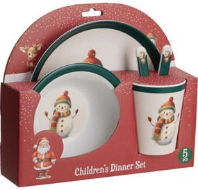 5-dielna detská jedálenská súprava z melamínu Snehuliak