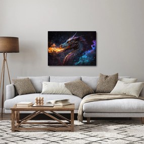 Obraz - Drak pľuvajúce plamene (70x50 cm)
