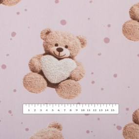 Biante Detské bavlnené posteľné obliečky do postieľky Sandra SA-723 Medvedíky so srdiečkami na fialkovom Do postieľky 90x140 a 50x70 cm