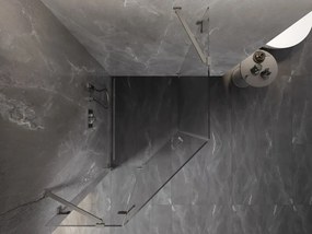 Mexen Lunar, päťuholníkový sprchový kút naklápací doľava 90 x 100 cm, 8mm číre sklo, oceľový profil, 831-090L-100P-97-00-L