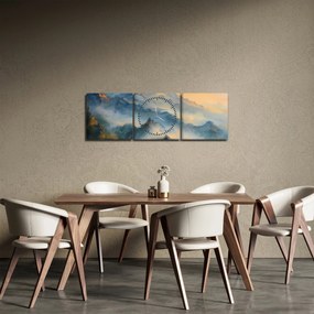 Obraz - Maľovaná horská krajina (s hodinami) (90x30 cm)