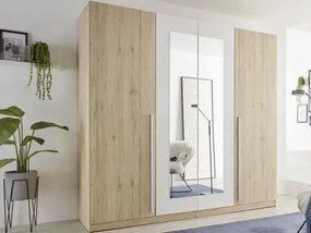 Šatníková skriňa so zrkadlom Cano, 228 cm, dub san remo/biela%