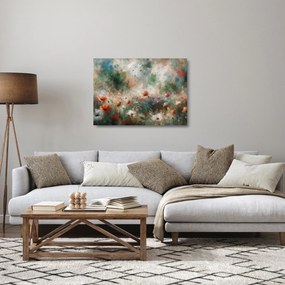 Sklenený obraz – Abstrakcia poľa s makmi (70x50 cm)