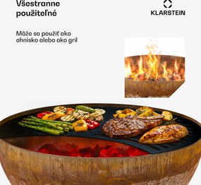 Blumfeldt Savage, ohnisko s grilom, Ø 60,5 cm, oceľ, ochranný kryt, hrdzavá