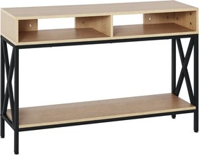 HOMCOM Konzolový stolík do predsiene s 2 priehradkami a policou 120x23,5x75 cm Dub a Čierny | Aosom