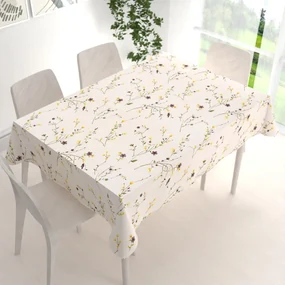 Biante Bavlnený obdĺžnikový obrus Sandra SA-496 Žlté a hnedofialové lúčne kvietky na krémovom 120x180 cm
