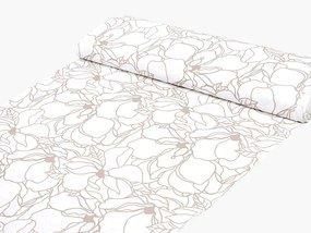 Biante Detské bavlnené posteľné obliečky do postieľky Sandra SA-268 Béžové designové kvety na bielom Do postieľky 90x120 a 40x60 cm