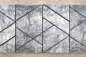 Behúň COZY 8872 Wall, geometrický, trojuholníky - Štrukturálny, sivý / modrý