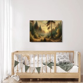 Obraz - Slnko žiariace lesom (90x60 cm)