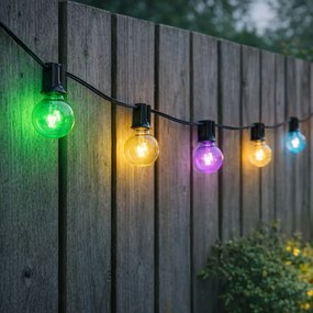 Vonkajšie svetelné reťazce 10m vrátane LED 10 svetiel RGBW solárne - Russell