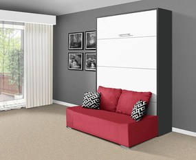 Nabytekmorava Sklápacia posteľ s pohovkou VS 21058P 200x160 farba pohovky: Hnedá, Typ farebného prevedenia: Orech lyon / dvere biele LESK