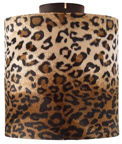 Stropné svietidlo matný čierny odtieň leopardie prevedenie 25 cm - Combi