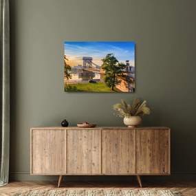 Sklenený obraz - Most cez rieku, Budapešť, Maďarsko (70x50 cm)