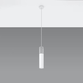 Závesné svietidlo Borgio, 1x betónové/biele kovové tienidlo