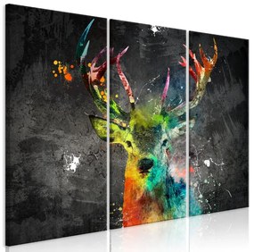 Artgeist Obraz - Rainbow Deer (3 Parts) Veľkosť: 90x60, Verzia: Na talianskom plátne