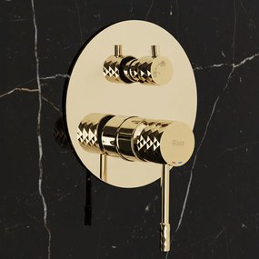 Rea Lungo Diamond, podomietkový sprchový set s dažďovou hlavovou a ručnou sprchou, zlatá lesklá, REA-P6964