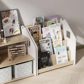 Obojstranná knihovnička na kolieskach – biela