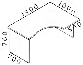 Ergonomický stôl Visio 140 x 100 cm, pravý, orech