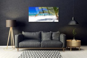 Skleneny obraz Pláž palma príroda 125x50 cm